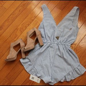 Zaful Blue Linen Romper 💙